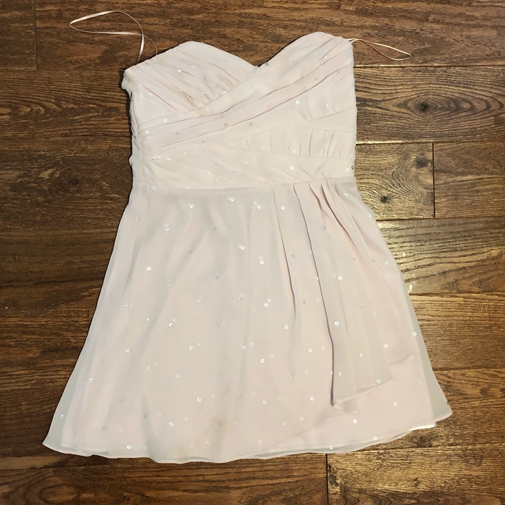 Express pink strapless cocktail dress